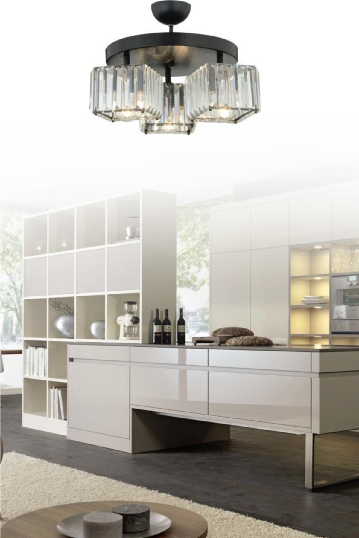 Lara 3-Piece Black K-10 Crystal Stone Chandelier