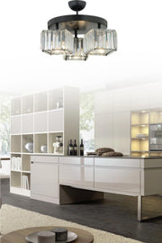 Lara 3-Piece Black K-10 Crystal Stone Chandelier