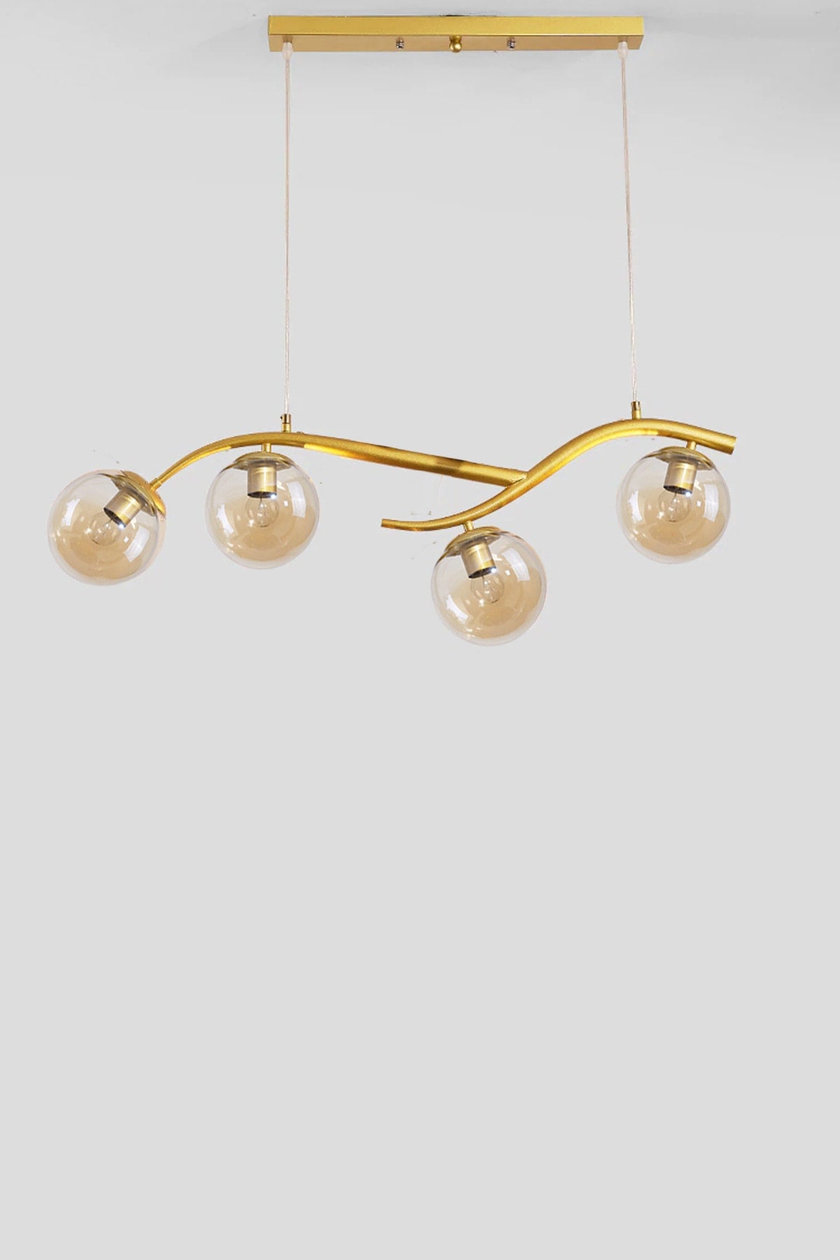 Labra Modern Architectural Design Matte Gold Case Honey Glass Chandelier With Four Rows