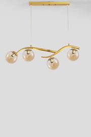 Labra Modern Architectural Design Matte Gold Case Honey Glass Chandelier With Four Rows