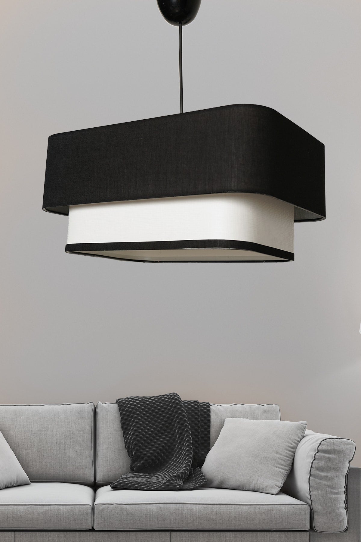 Varianza Single Pendant Lamp Black White Mdrn-45