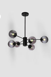 Rita Modern Black Case Smoked Closed Imported Glass Six-Piece Chandelier