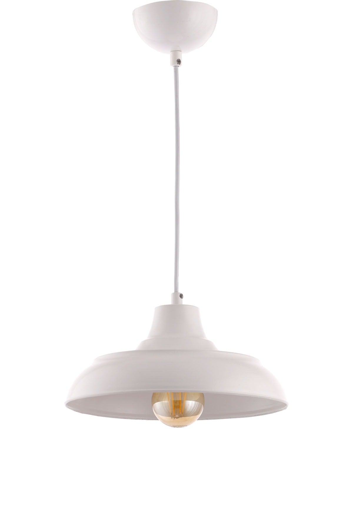 Fiyona Painted White Single Pendant Chandelier - Çakır Avize