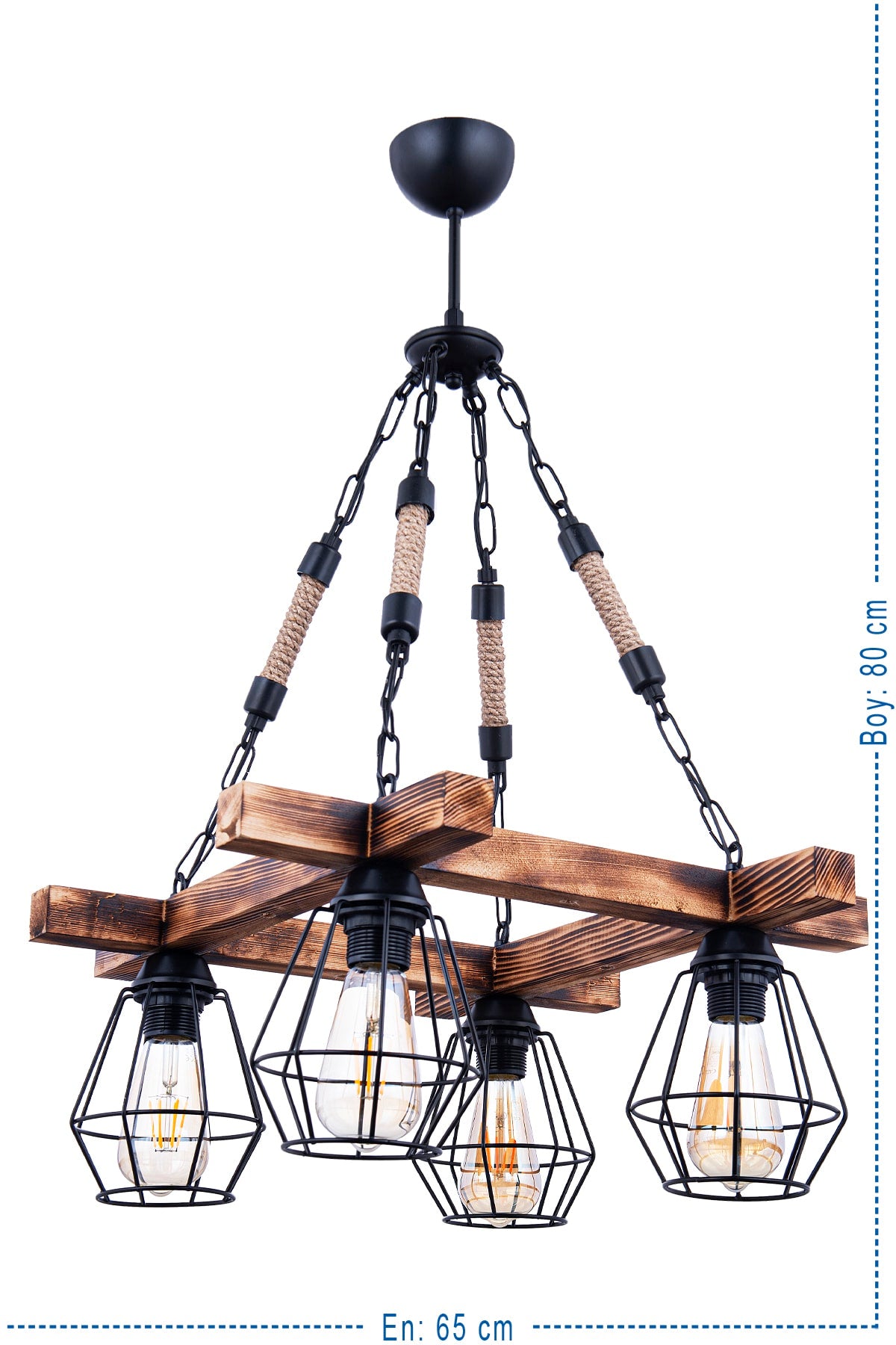 Tetra Wooden 4 Luxury Rope Chandelier