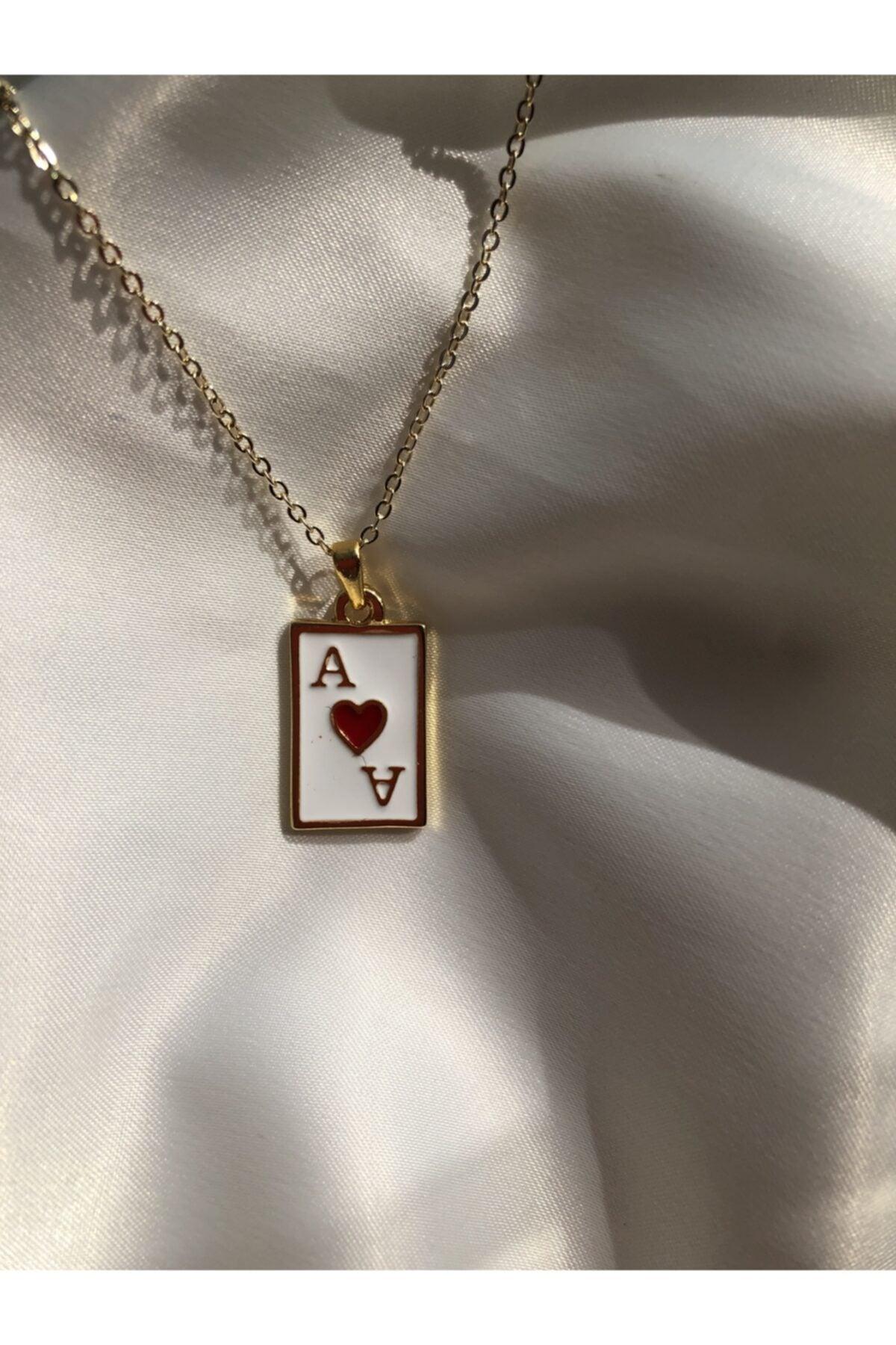 Gold Plated Rectangle Ace Of Hearts Necklace - Swordslife