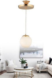 Pendelleuchte Single Gold Weiß Globe Glas Kronleuchter