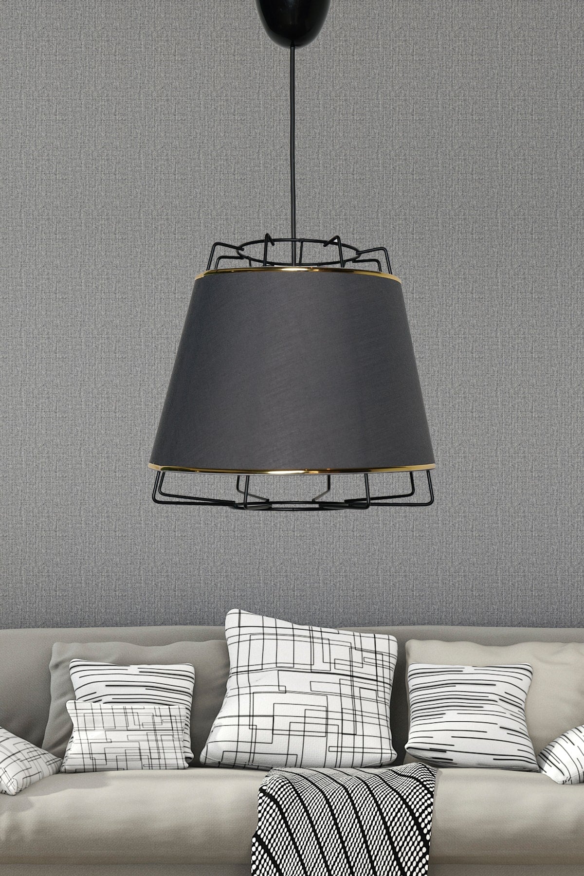 مصباح معلق فردي من Ragno لون أنثراسايت ذهبي Mdrn-45