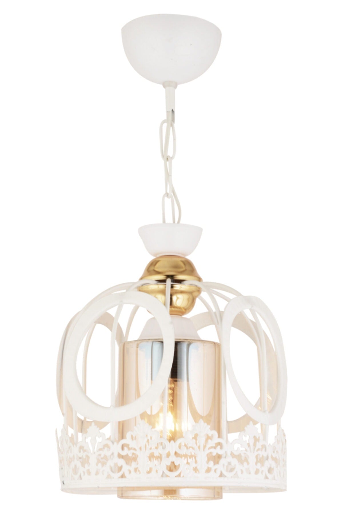 Single Lace White Modern Downward Facing Chandelier