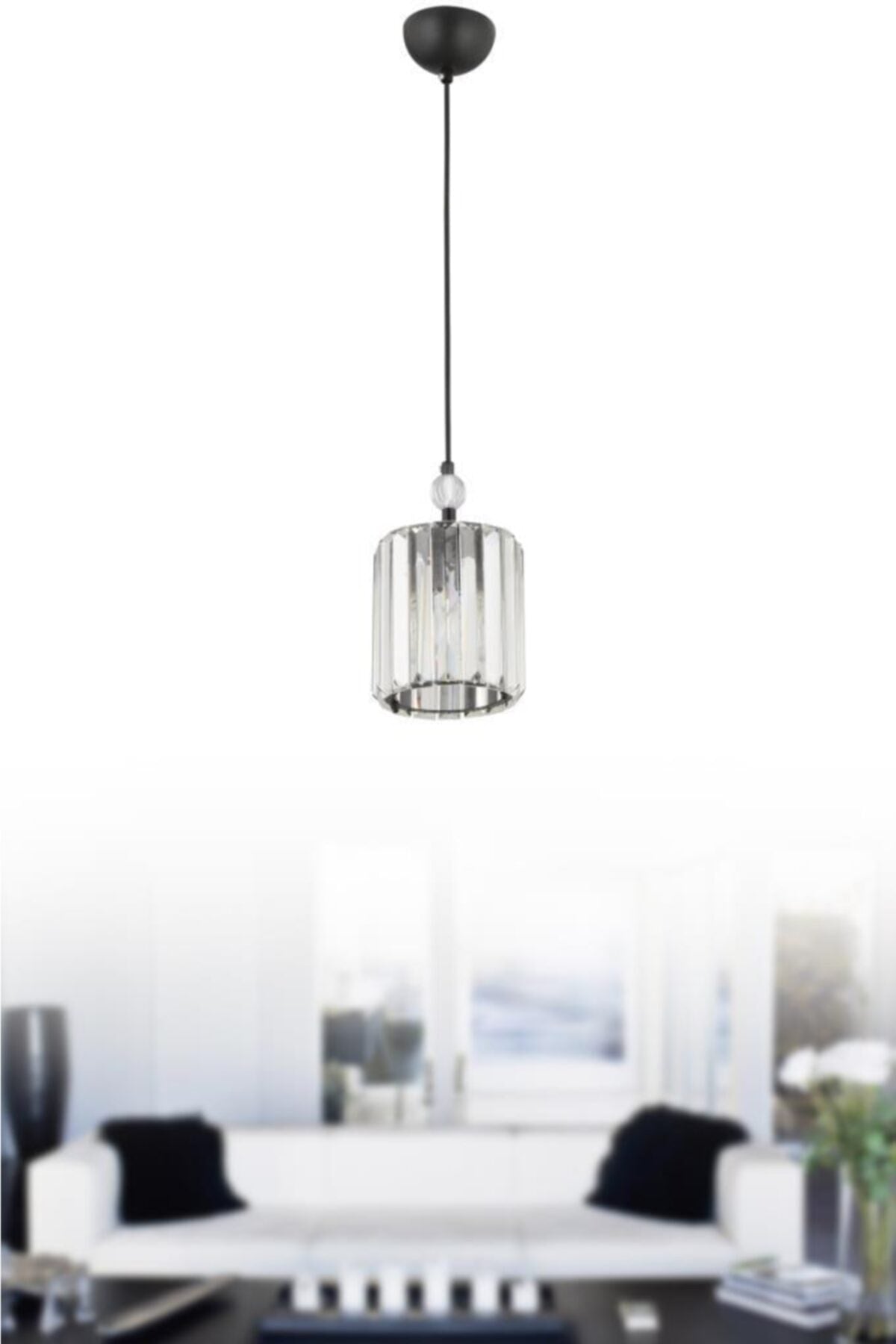 Dolunay Einzelner schwarzer Y-15 Kristallstein-Kronleuchter