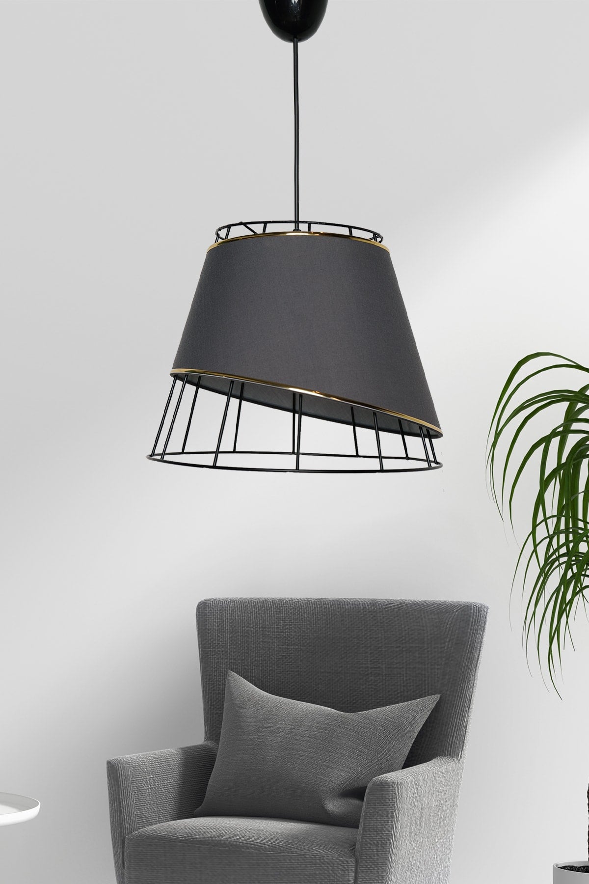 Sione Single Pendant Lamp Anthracite Gold Mdrn-45