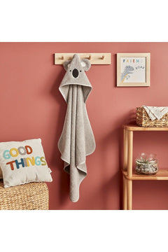 Gray koala swaddle towel made of 100% Turkish cotton