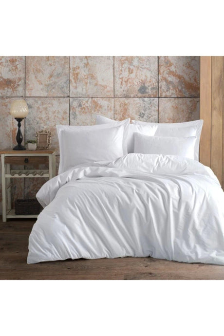 100% Cotton Ranforce Double Duvet Cover Set – White - Swordslife