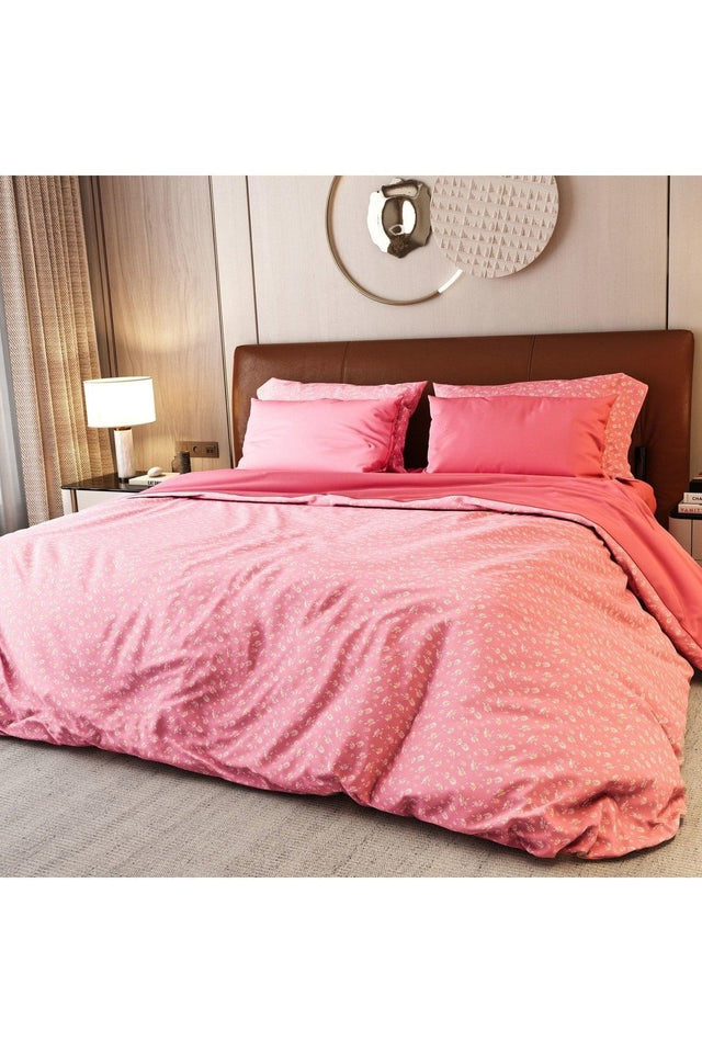 100% Cotton Satin 6 Piece Pink Rosa Double Duvet Cover Set - Swordslife