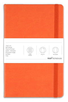 Orange hardcover checkered notebook 13x21 cm, 160 pages