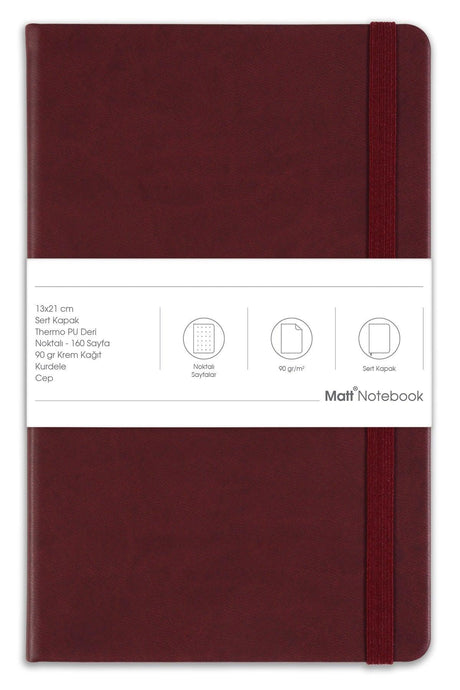 13x21 Elastic Notebook Dot Claret Red