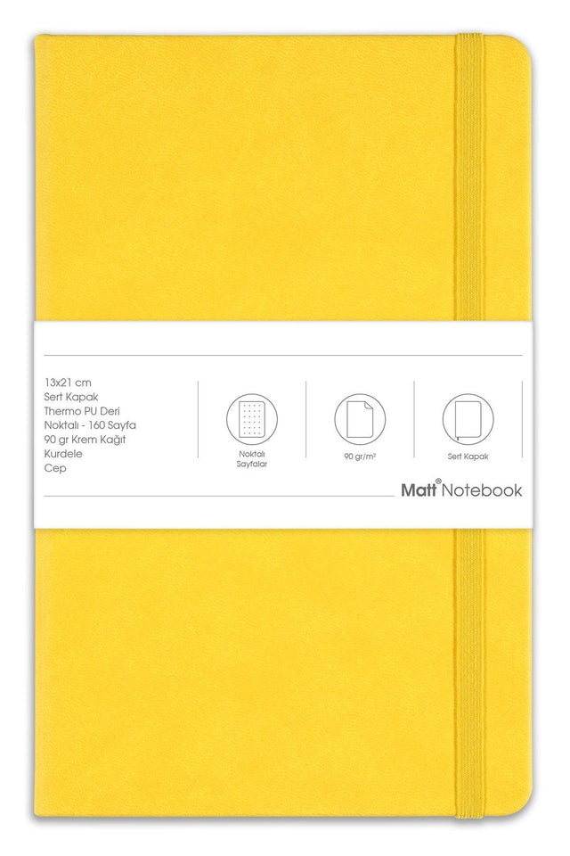 13x21 Rubber Notebook Dotted Yellow