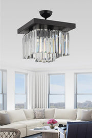 Yasemin 30 cm quadratischer Kronleuchter aus schwarzem Kristallstein