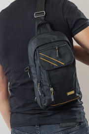 Cross Back Schulter Brust wasserdichter Gurt Unisex schwarze Tasche 4926