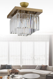 Yasemin 30 cm quadratischer antiker Kristallstein-Kronleuchter