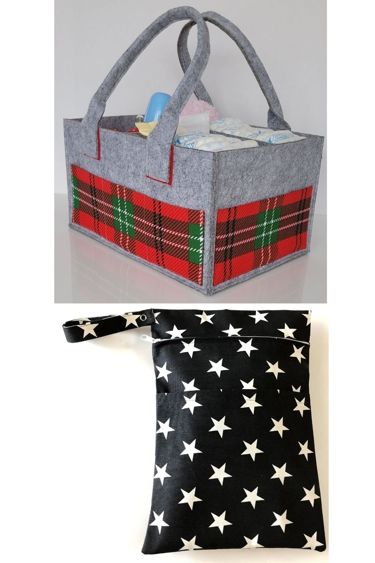 Handgefertigtes funktionales Babytaschen-Set zum Organisieren und Aufhängen