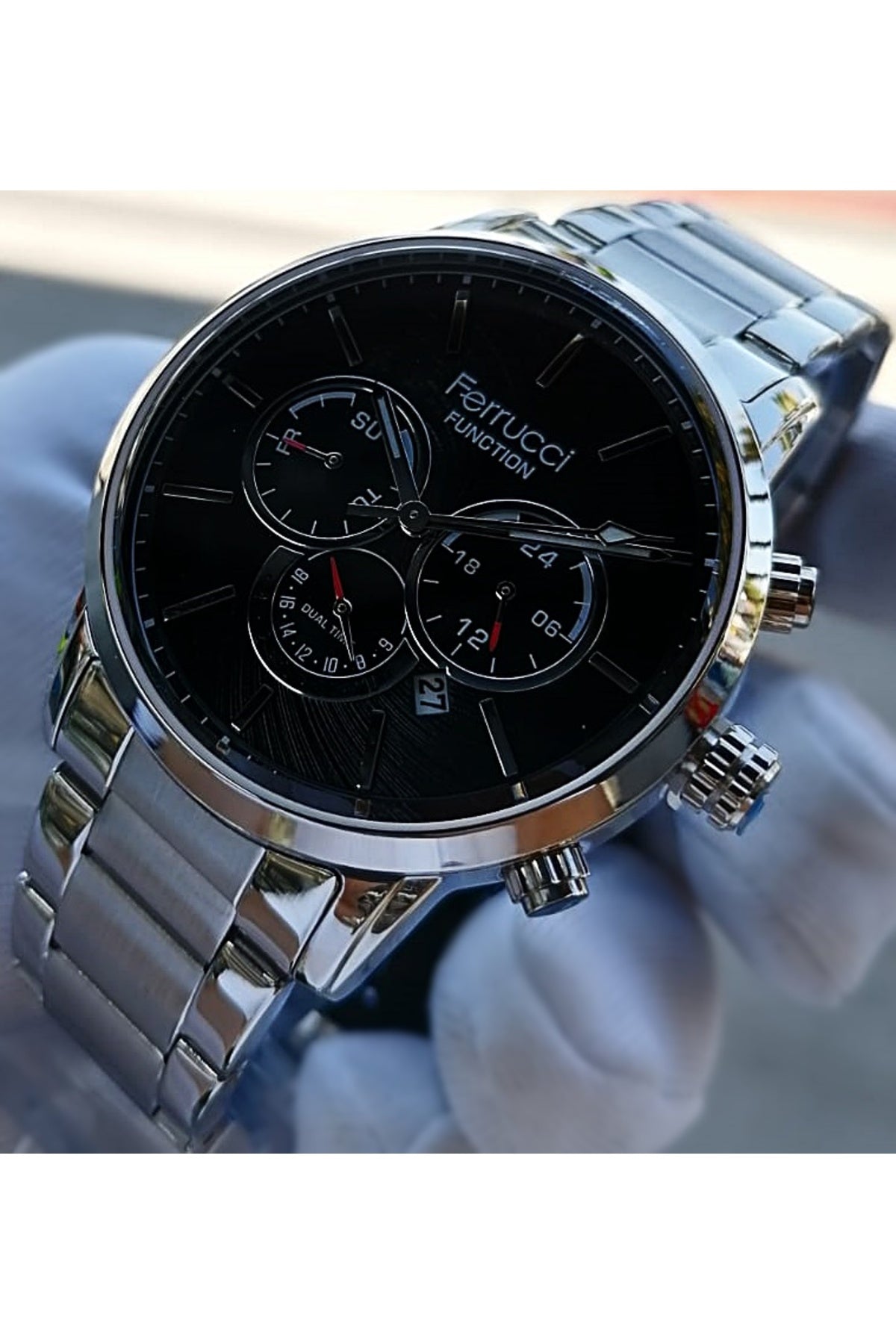 Silver Men'S Wristwatch 3 Atm Waterproof Functions Active Stainless Steel