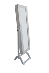Standing Jewelry Cabinet Full Length Mirror Lacquered White - Swordslife