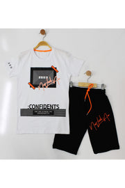 Arm Confident Printed Men'S Double Suit - White