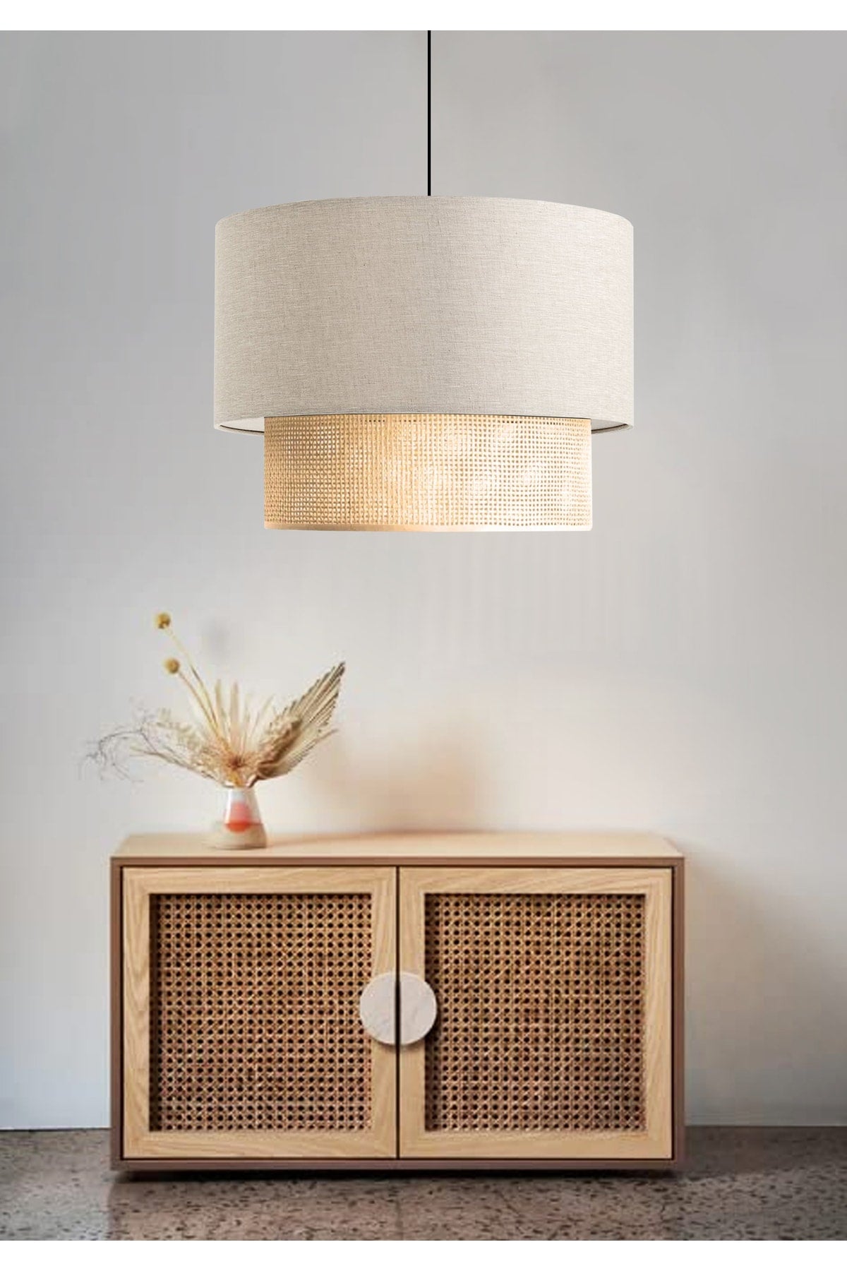 Pendant Lamp Chandelier With Cream Melted Headboard With Inner Fabric Ayd-3628