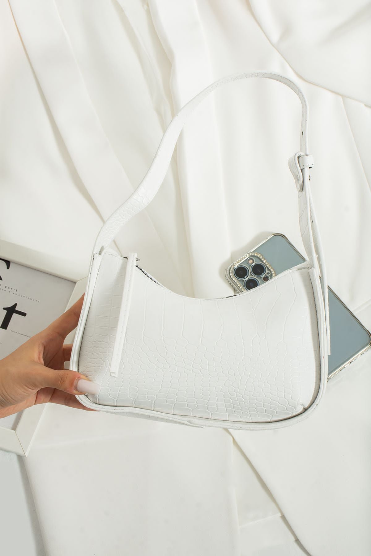 2er-Pack Baguette-Taschen mit Krokodilmuster für Damen, stilvolle Handtasche für den täglichen Gebrauch