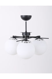 Triangle Black Chrome Chandelier With 3 White Glasses