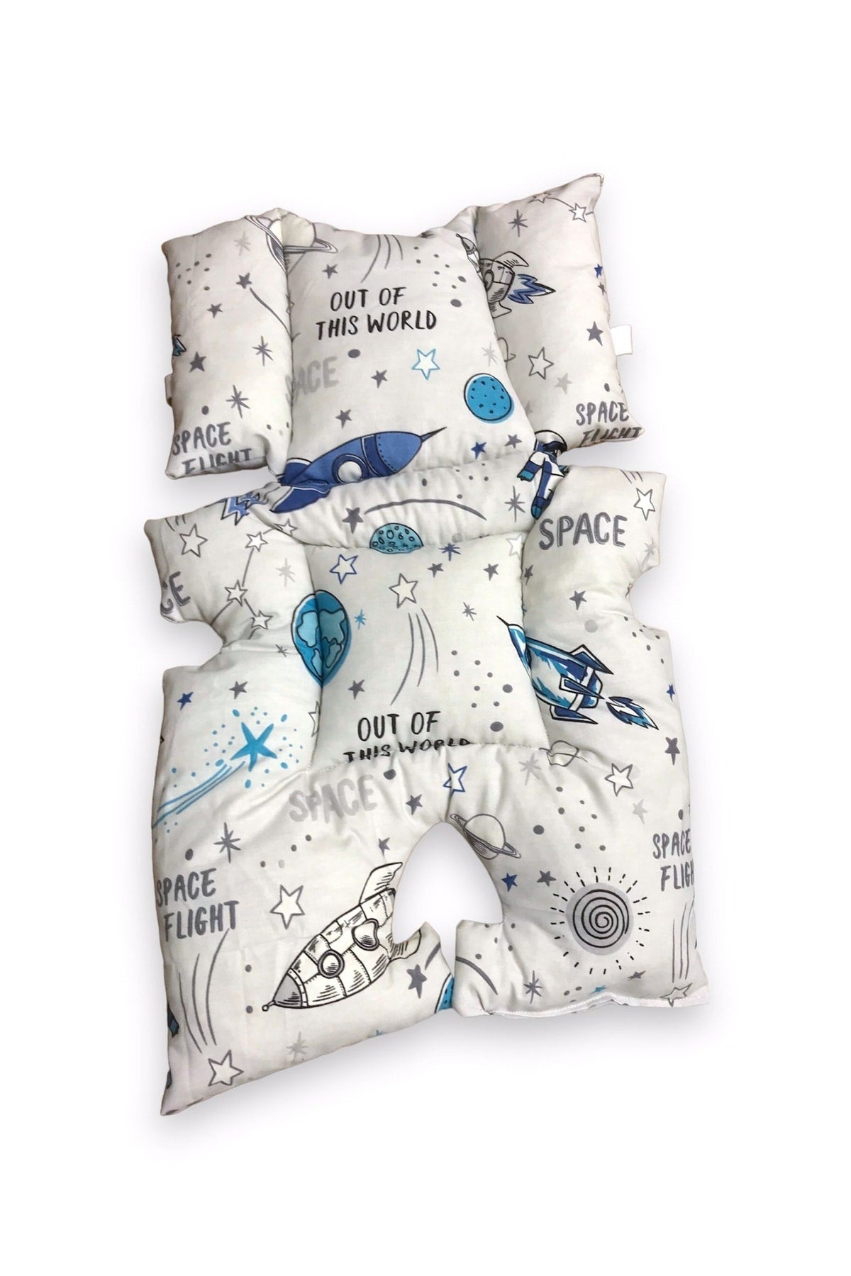 100% Cotton Baby Stroller And Baby Carriage Cushion With Lumbar Support Space Astronaut Pattern