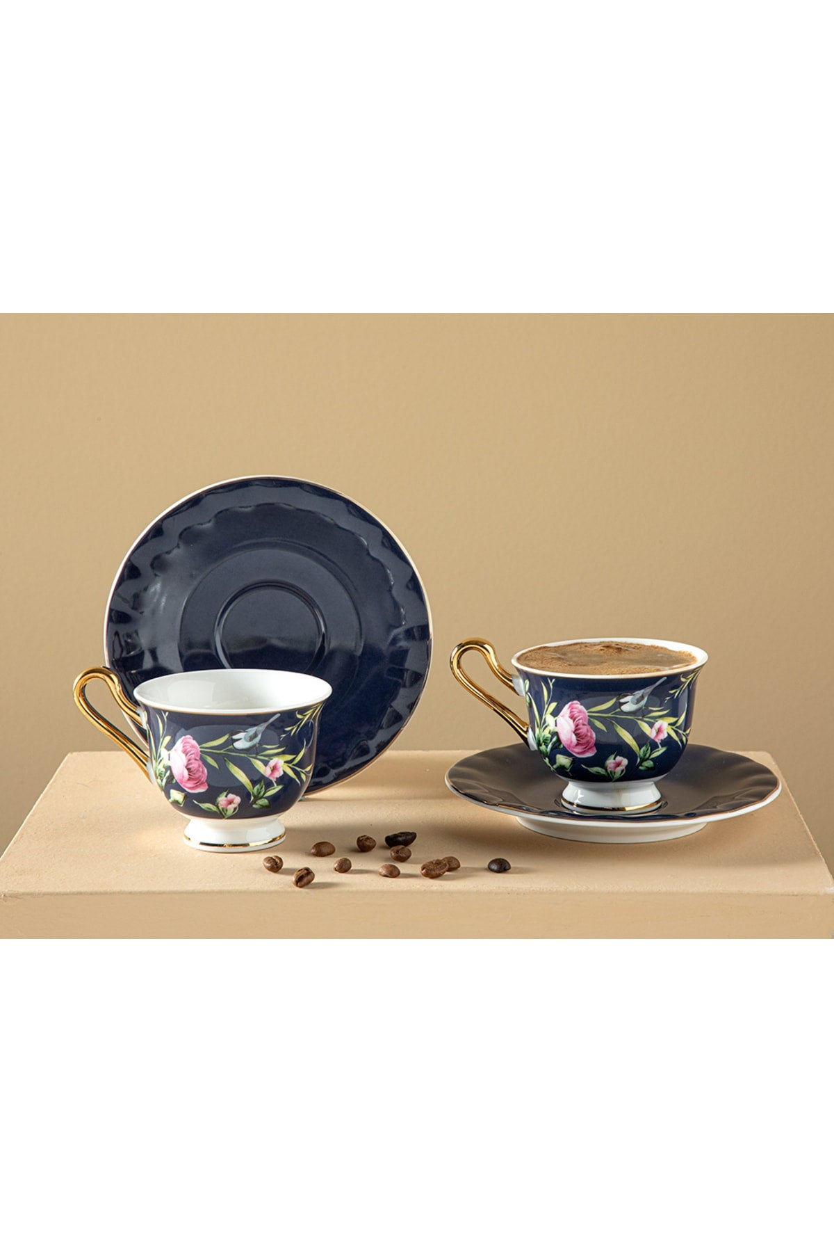 Vanilla New Bone China 4er Set Kaffeetassen 90 ml Dunkelblau