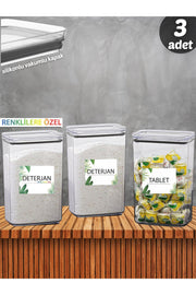 Pcs Detergent Container , Tablet Container Decorative Rectangle 2.9 Lt Vacuum Lid Set Of 3 Storage Box