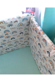 Baby Child Crib Side Protection 90X190 Cm For Montessori 4 Pieces Rainbow Mint Green