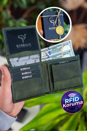 Jackson Geldbörse aus echtem Leder mit Münzloch, RFID-Blocker, Crazy Green