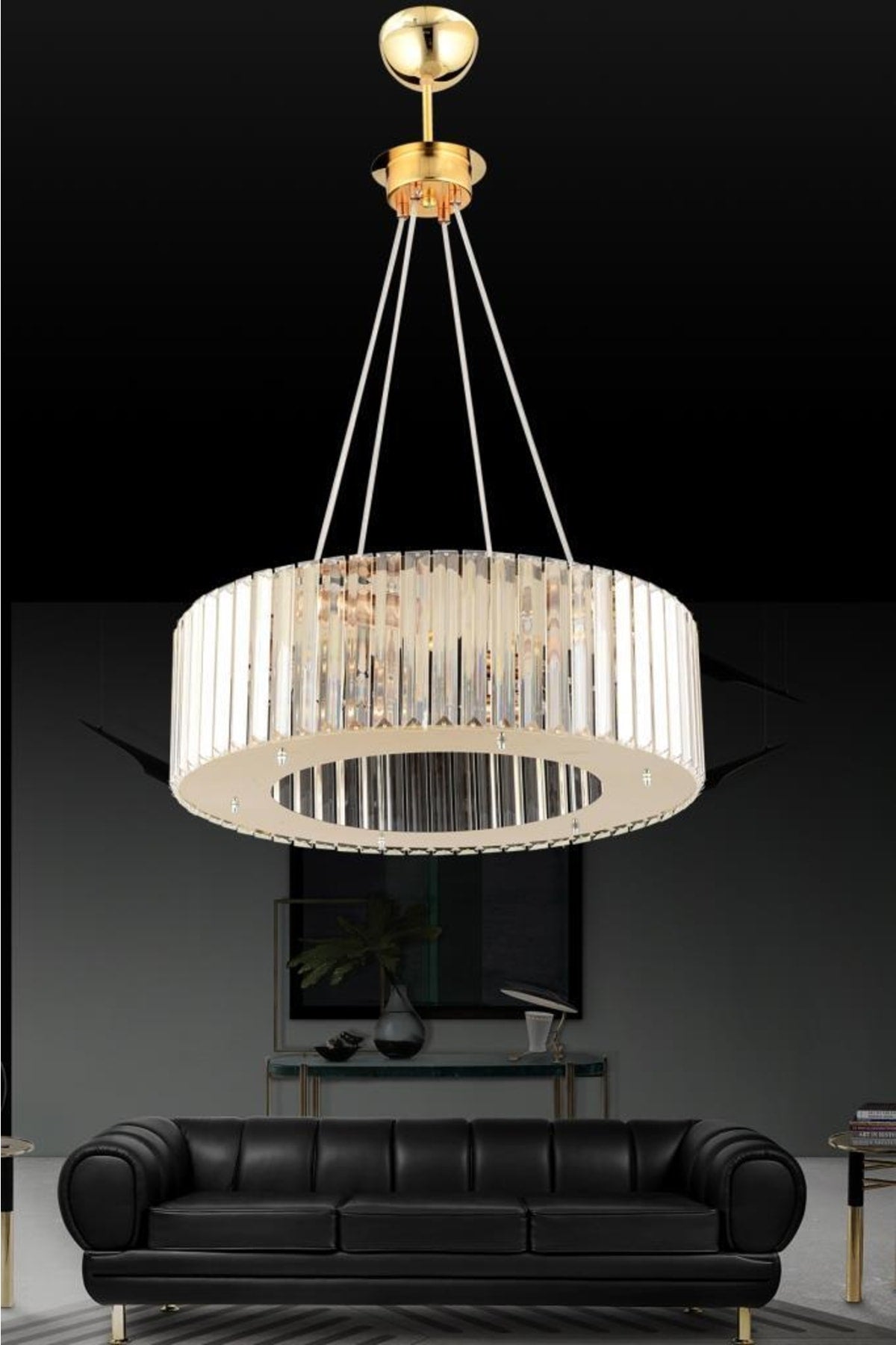 Luxus Diamant 45 cm Gold Kristall Stein Kronleuchter