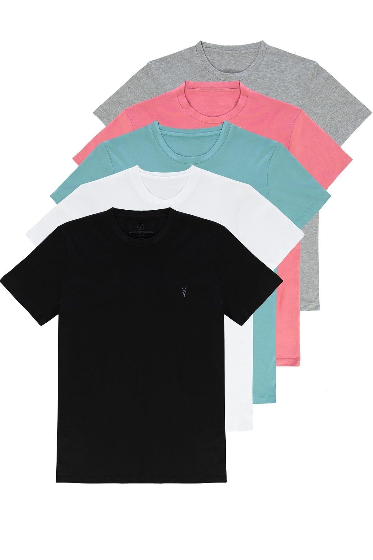 Standardmuster Basic Rundhals 5-teiliges T-Shirt-Set