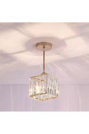 Moderne Luxus Pendelleuchte Kronleuchter Flur Gelb Quadrat Kristall Stein Kronleuchter