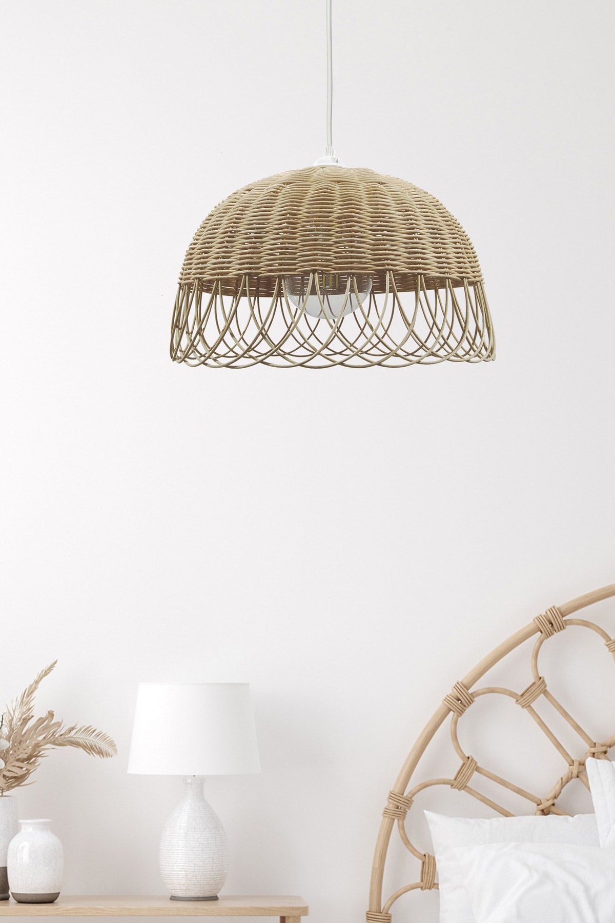, Bamboo, Wicker Pendant Lamp Chandelier 30 Cm