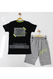 Arm Confident Printed Men'S Double Suit - Black