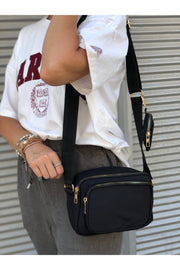 Black Parachute Fabric Crossbody Bag