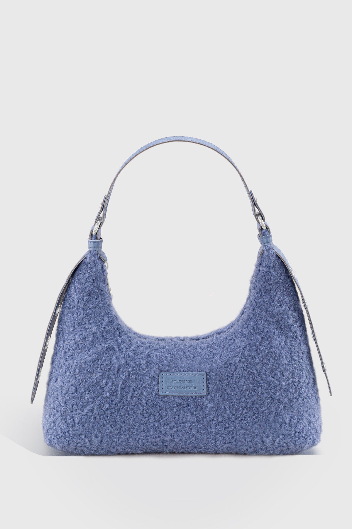 Damen Baguette-Tasche aus Kunstpelz in Blau 205