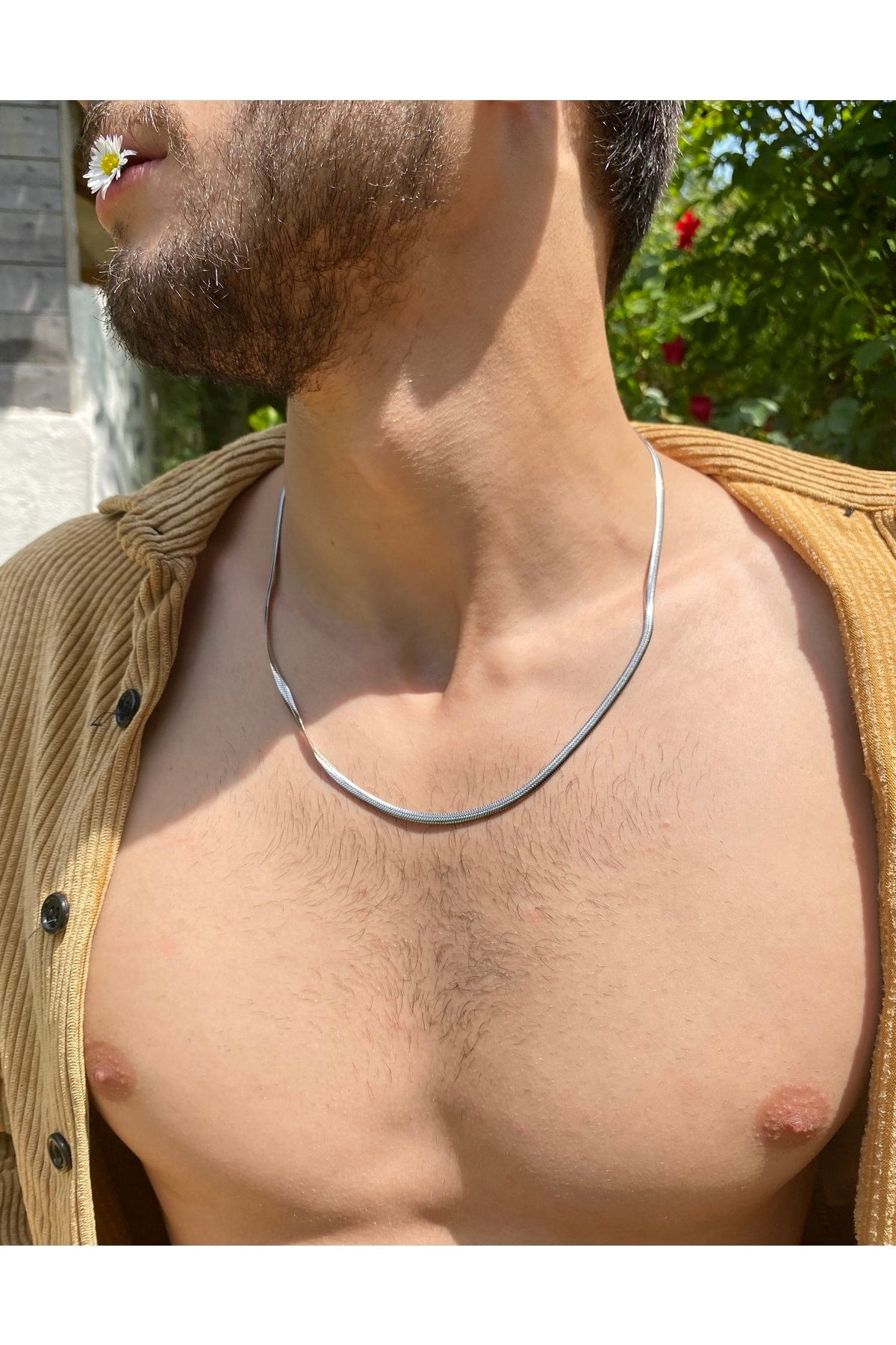 Men'S Italian Chain Silver Gray Steel Necklace