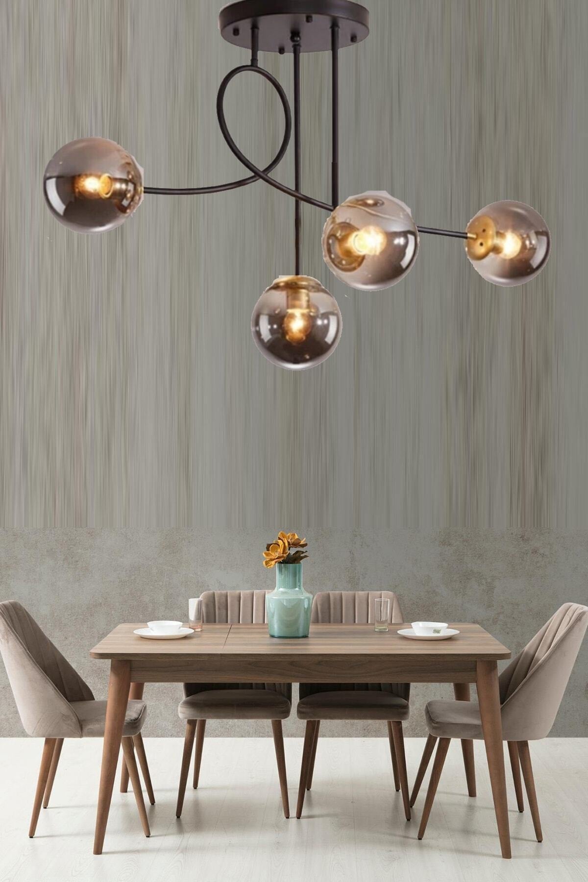 Eva Modern Style Globe Importiertes Glas Vierfach-Kronleuchter