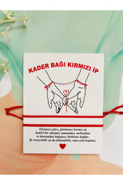 Red macrame couple bracelet set with luck symbol charm