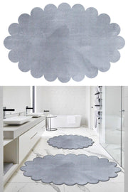 2 Pieces White Bathroom Rug Plush Carpet Closet Set 50x80(ellipse Daisy)-60x100(ellipse Daisy) - Swordslife