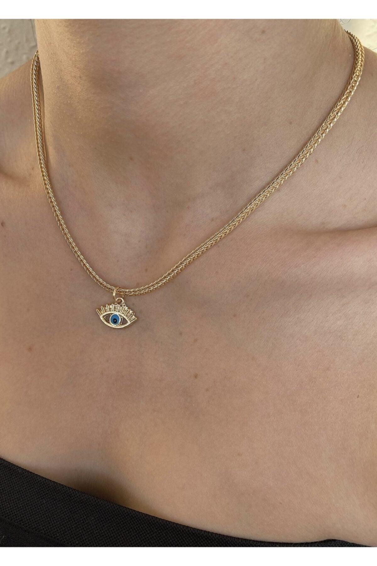 Gold Snake Chain Eye Necklace - Swordslife