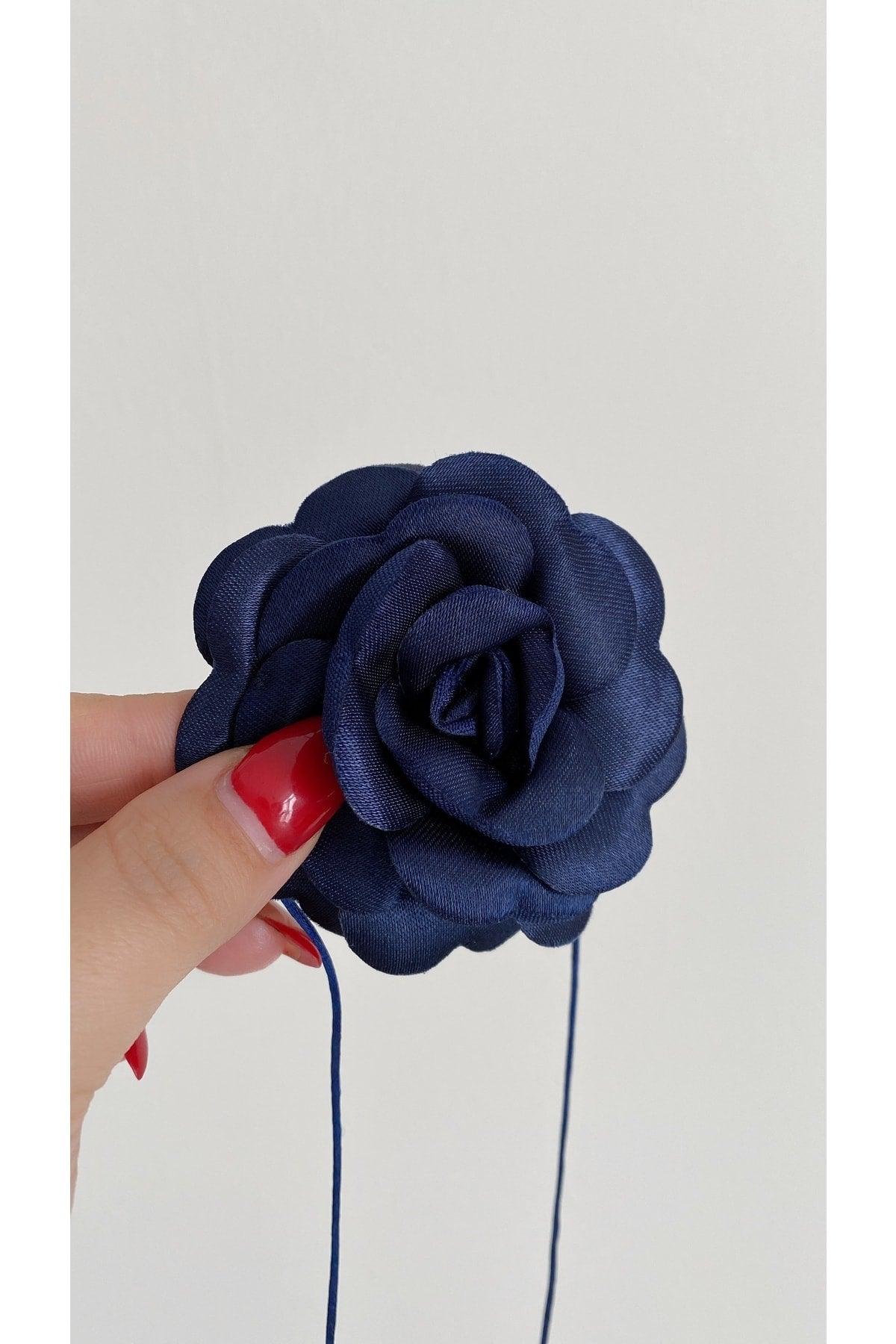 Lace-Up Fabric Flower Choker Necklace Rose Necklace - Swordslife