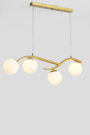 Matte Gold Case, White Glass, Four Row Chandelier