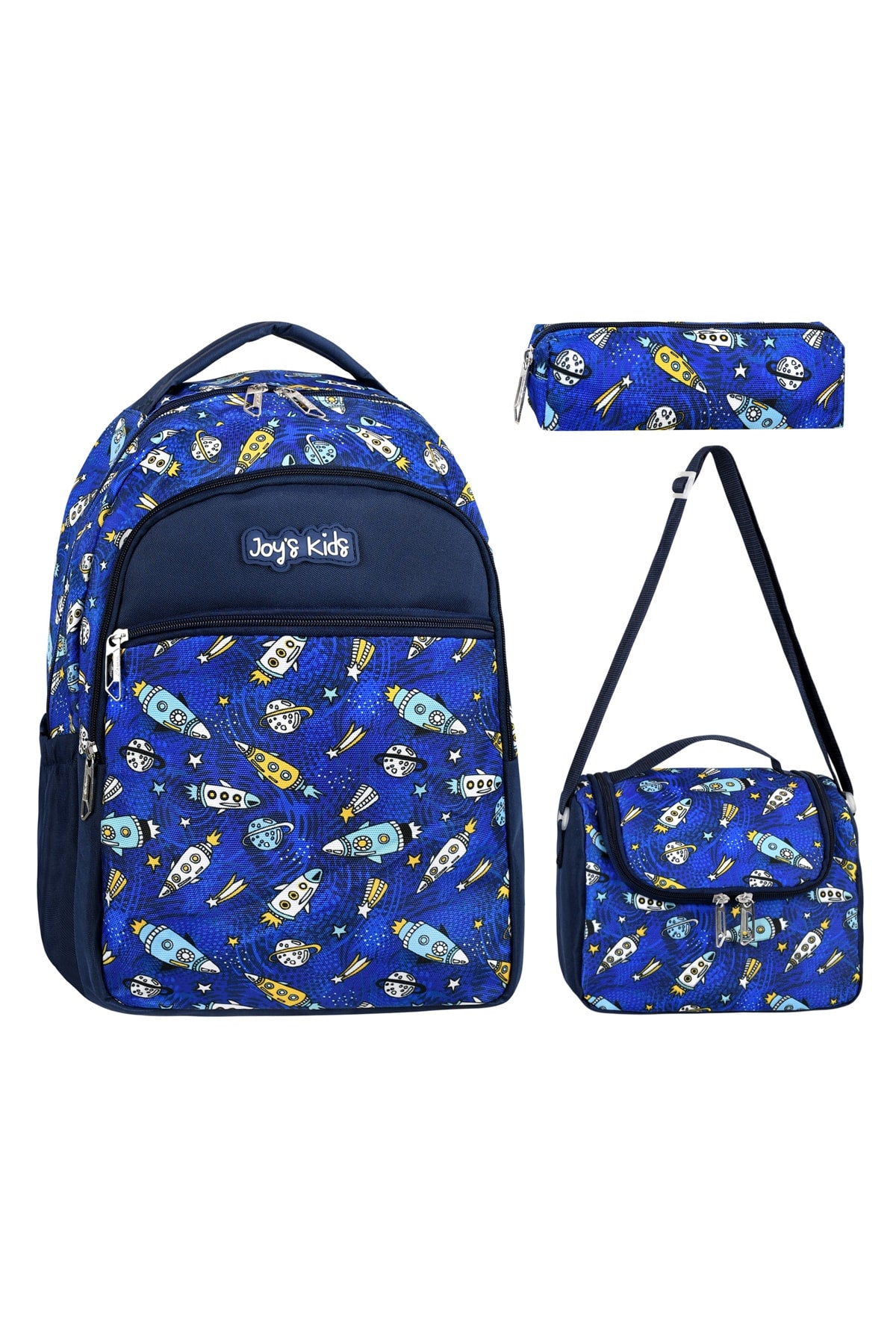 Lizenziertes Weltraummuster Grundschultasche Lunchbox und Stiftehalter 3er-Set